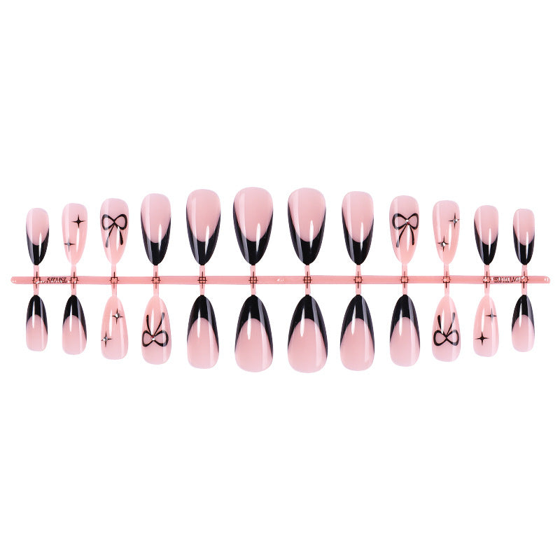 Elegant Press-On Nail Set with Artistic Bow Designs Kalsten