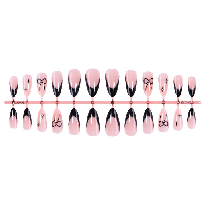 Elegant Press-On Nail Set with Artistic Bow Designs Kalsten