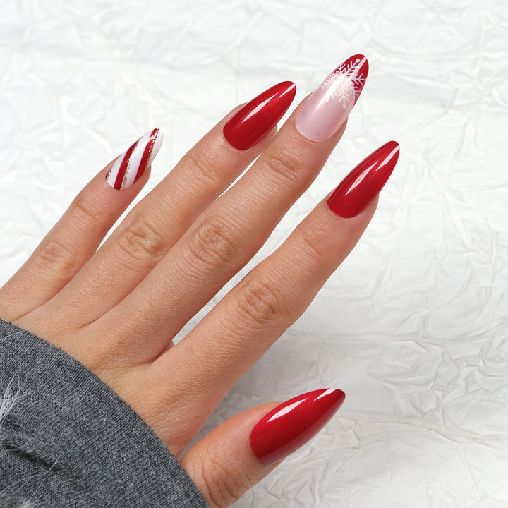 Elegant Holiday-Themed Stiletto Press-On Nails Kalsten