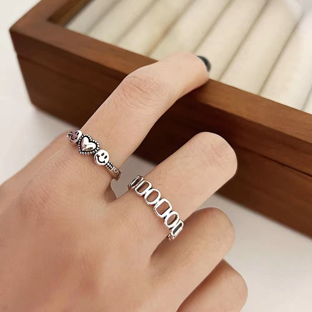 Fashionable Adjustable Smile and Heart Ring Kalsten