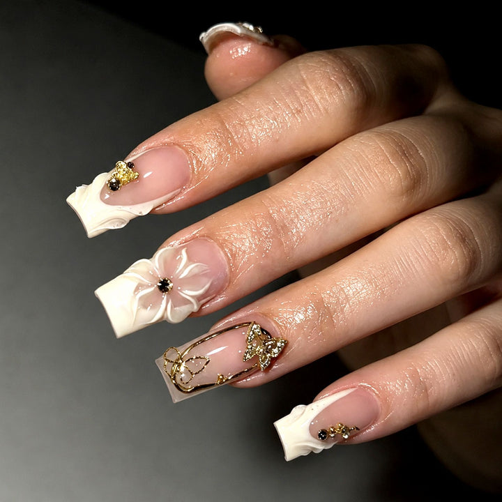 Elegant 3D Floral Press-On Nail Set kalsten