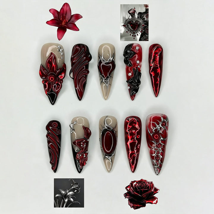 Acrylic nail set with artistic designs Kalsten