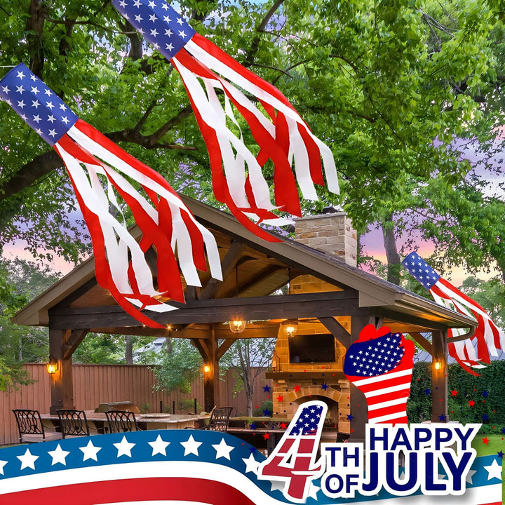 Unisex nan patriotic outdoor American flag windsock and streamer patio decor set Kalsten