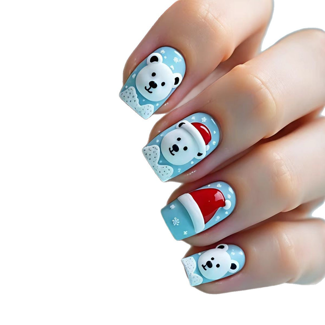 Artificial nails with winter polar bear design Kalsten