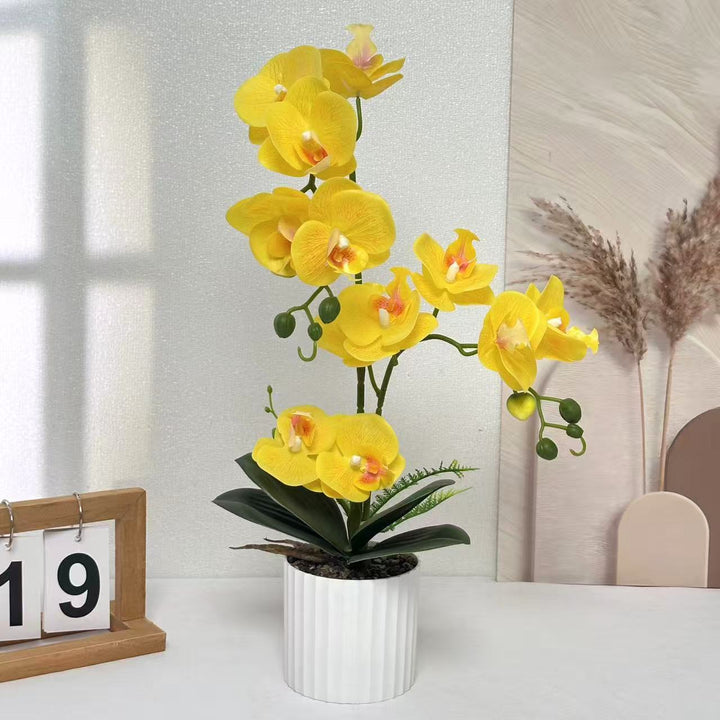 Lifelike Artificial Orchid Plant Arrangement for Home Decor