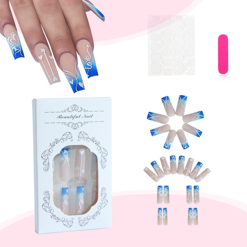 Creative nail art set with elegant heart and gradient patterns Kalsten