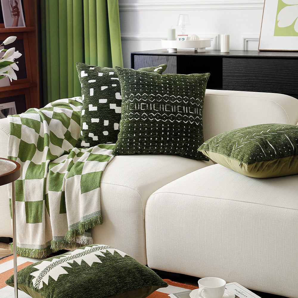 Decorative cushion with jacquard-like chenille structure and concealed zipper Kalsten