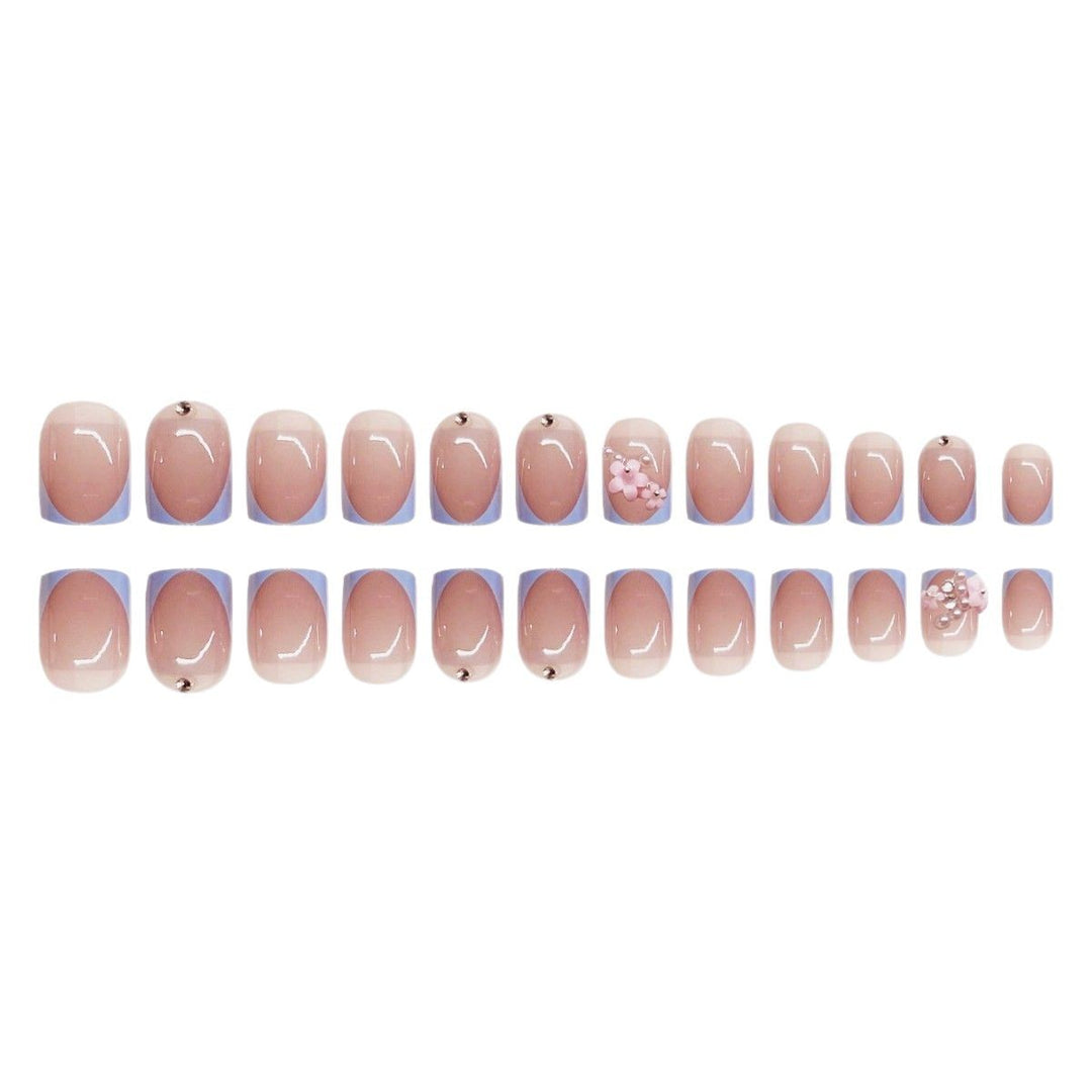 Artistic Press-On Nail Art Set with Floral and Gem Elements Kalsten