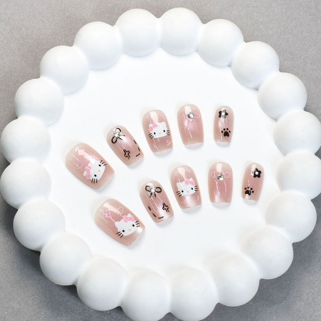Cute Bunny-Themed Press-On Nail Art Set Kalsten