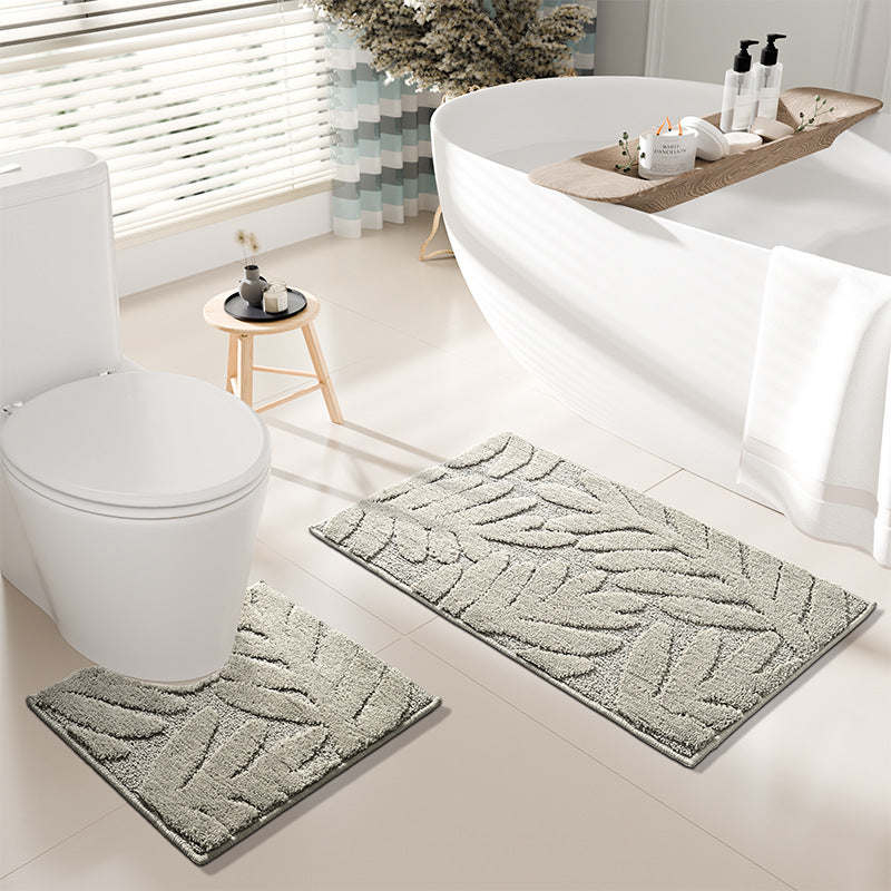 Elegant Leaf Pattern Bath Rug Set Kalsten