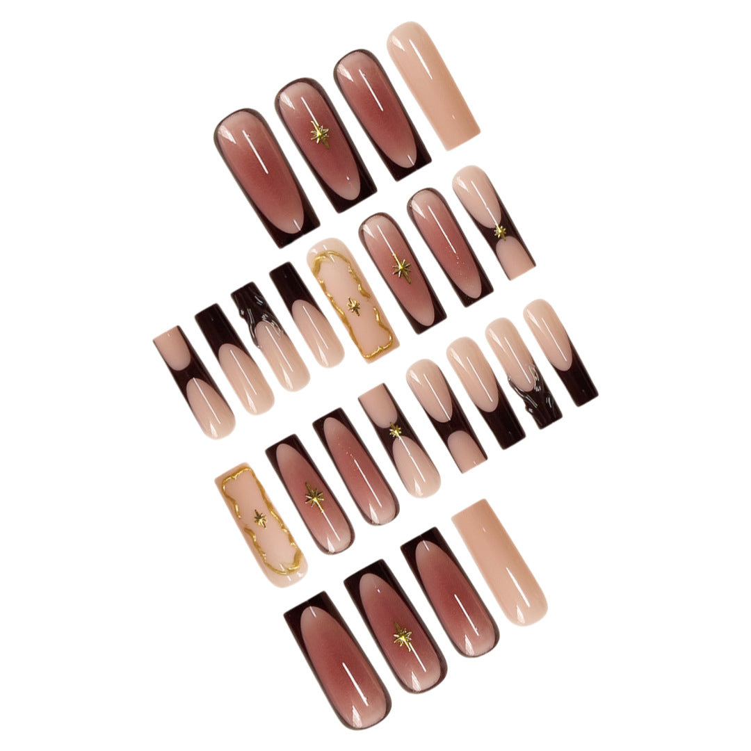 Luxurious Statement Stiletto Press-On Nails with Gold Accents Kalsten