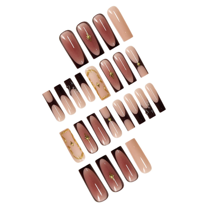 Luxurious Statement Stiletto Press-On Nails with Gold Accents Kalsten
