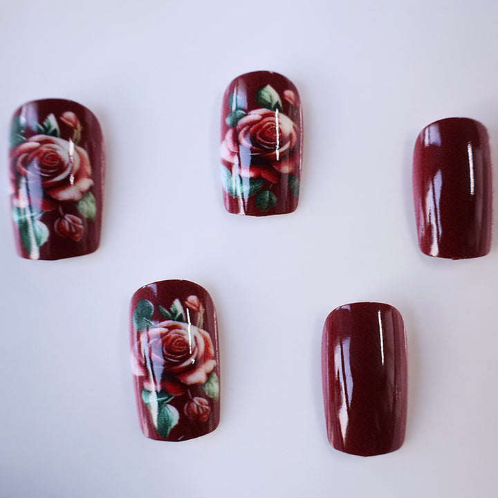 Floral Rose Acrylic Nail Art Kalsten