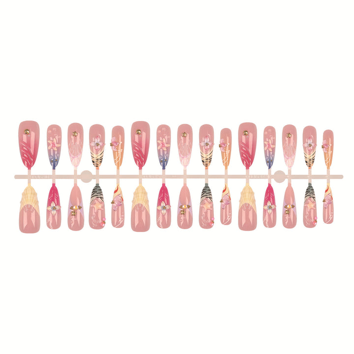 Artistic Floral Press-On Nail Set