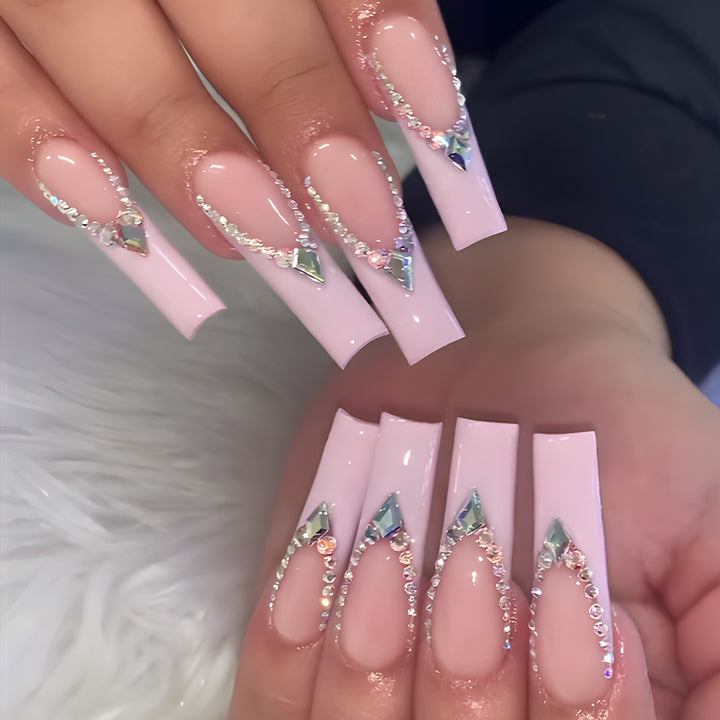 Rhinestone-Embellished Long Stiletto Press-On Nails Kalsten