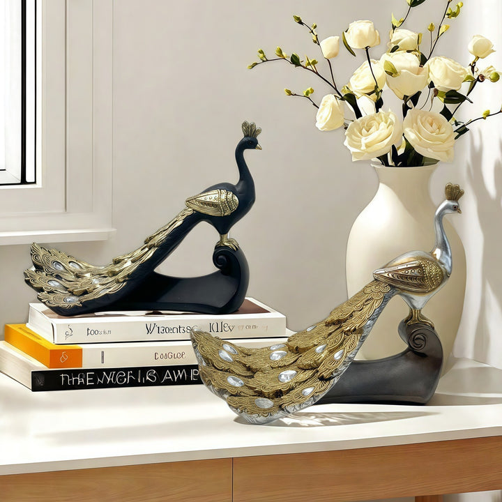 Magnificent Peacock Decor Sculpture Kalsten