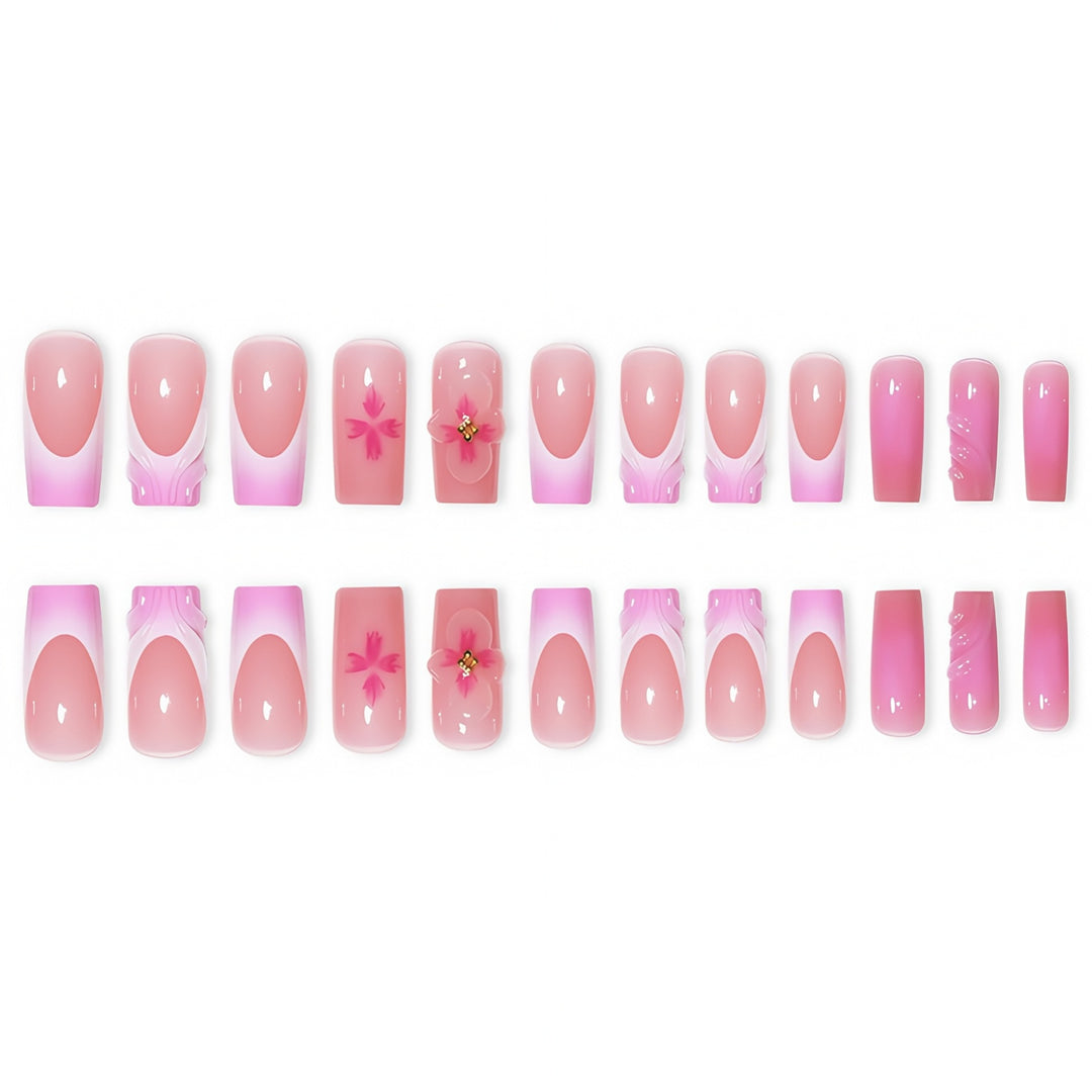 Floral Decorative Press-On Nails with 3D Accents Kalsten