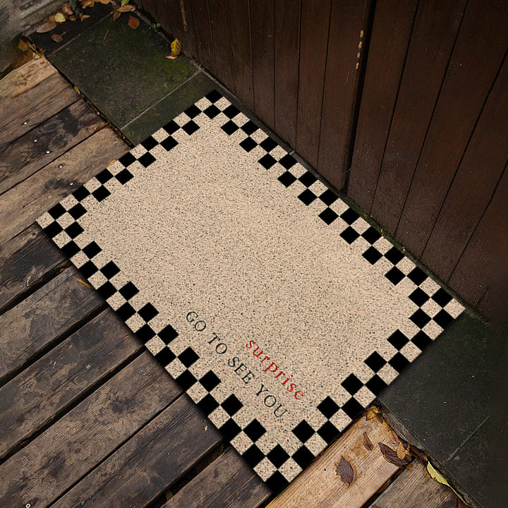 Checkerboard-Themed Welcome Mat