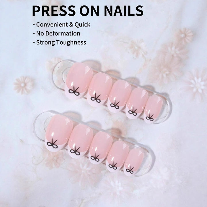 Artificial nails with elegant bows and high-gloss surface Kalsten