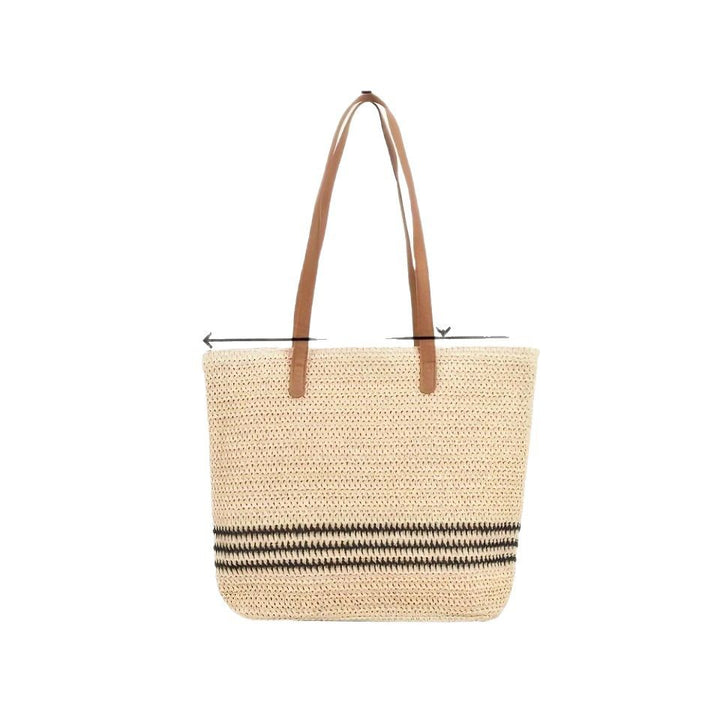 Versatile straw tote bag with leather handles Kalsten