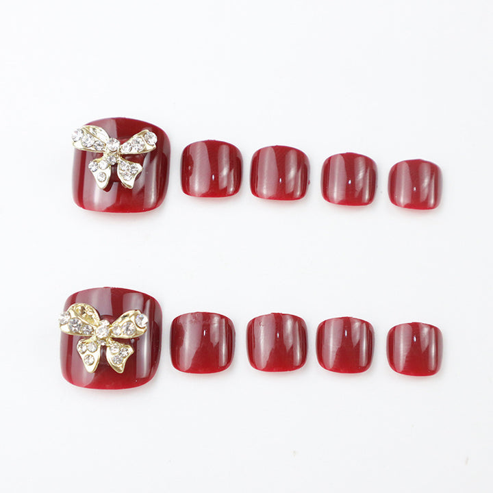 Decorative Rhinestone-Embellished Press-On Toenails