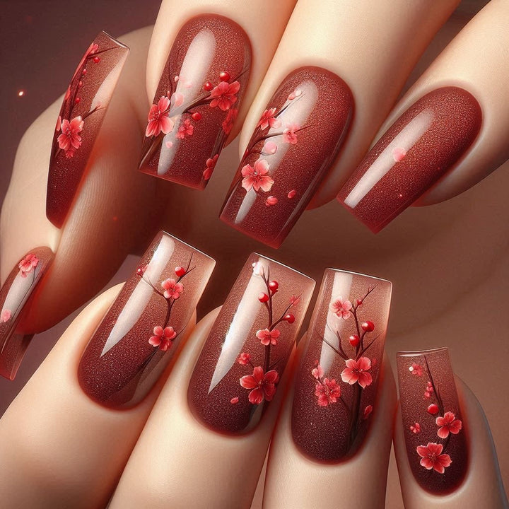 Artificial nails set with floral accents Kalsten