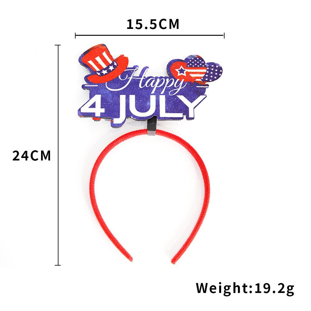 Unisex nan eye-catching party headband with attached pom poms, star tinsel, and small flag pendants Kalsten