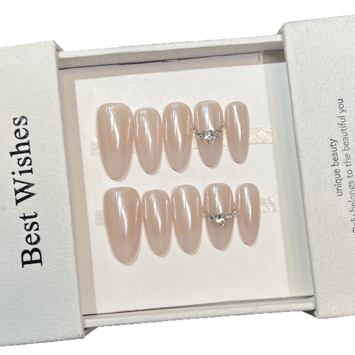 Elegant Decorative Press-On Nail Set with Rhinestone Accents Kalsten