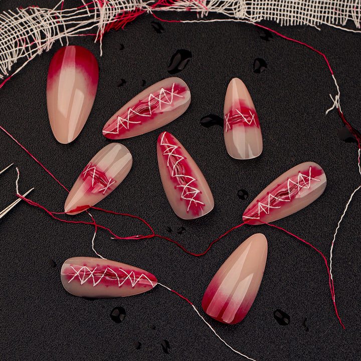 Artful Nail Extensions in Elegant Ombre Style with Art Motif Kalsten