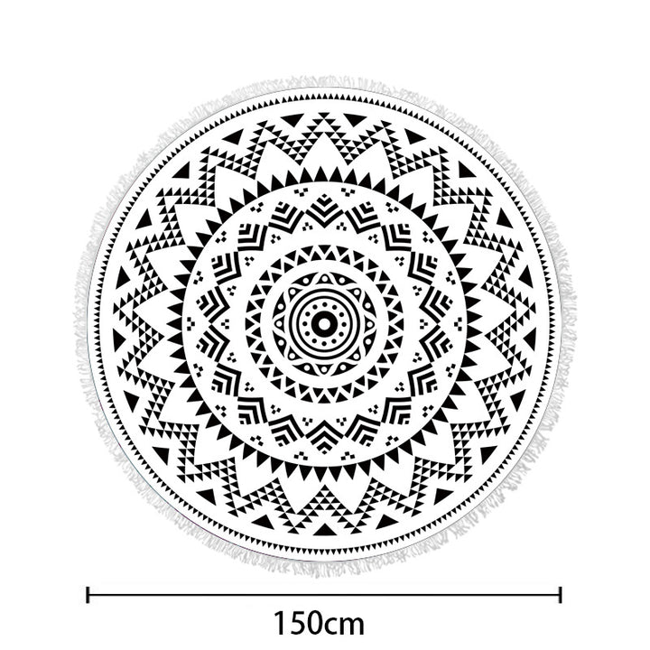 Round beach towel with colorful tropical motif Kalsten
