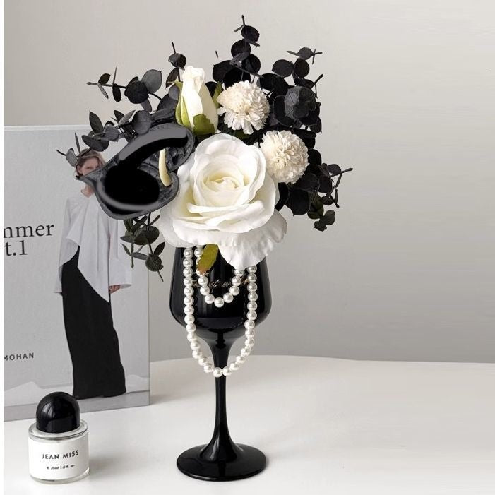 Elegant Floral Wine Glass Centerpiece