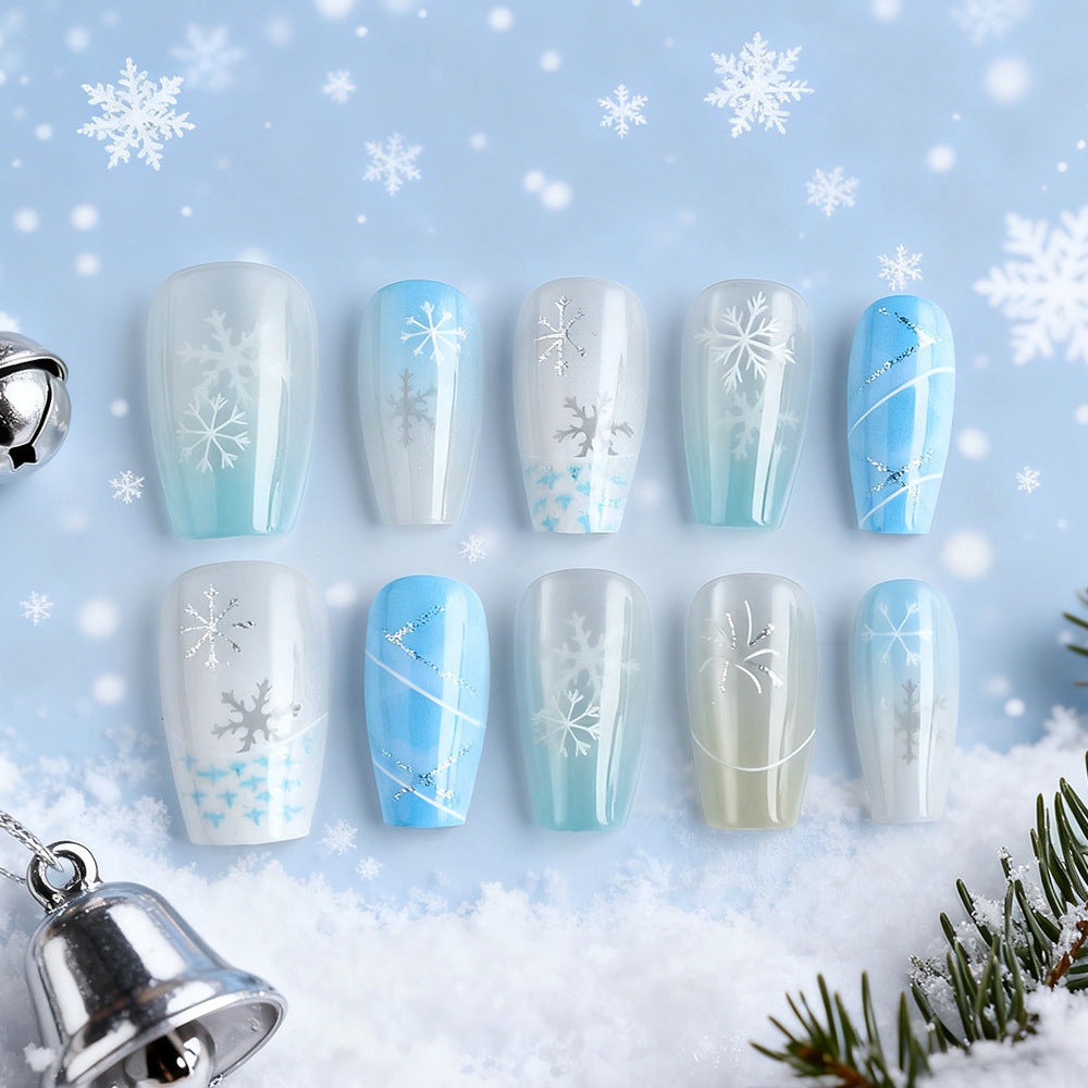 Festive Snowflake Press-On Nail Art Kalsten