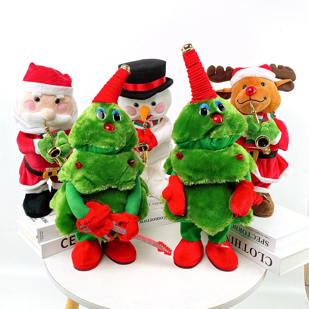 Plush Christmas Tree Figure with Guitar