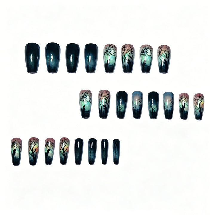 Artificial nails with mysterious forest design Kalsten
