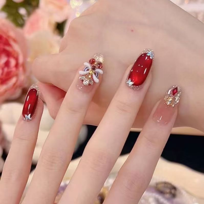 Artistic Rhinestone-Embellished Nail Extensions Kalsten