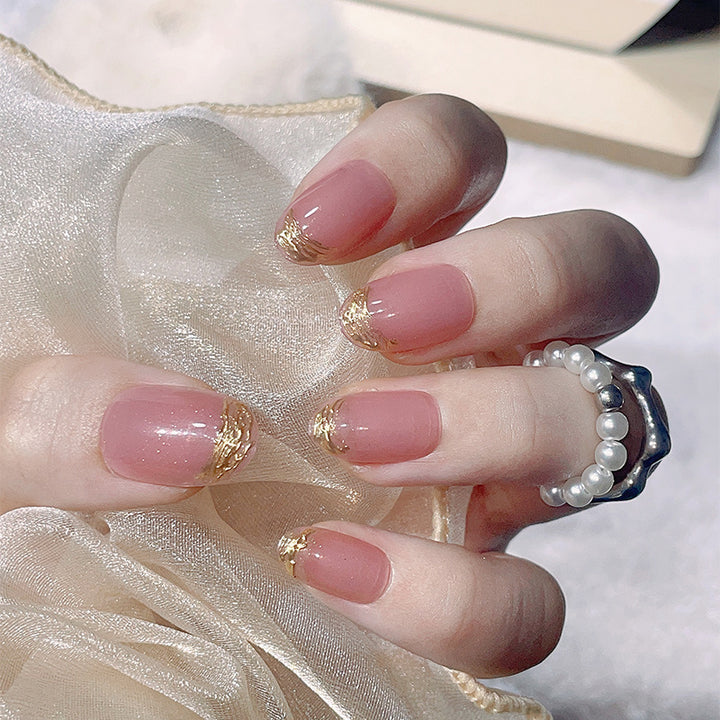 Elegant Gold-Tipped Press-On Nails Kalsten