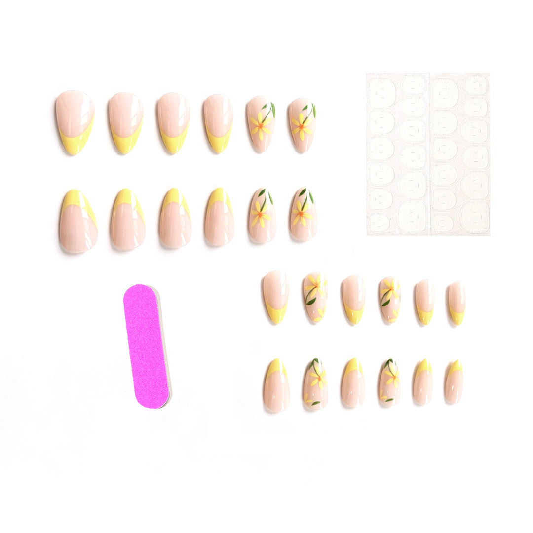 Floral French Tip Nail Art Kalsten