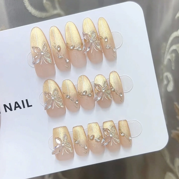Elegantly Designed Butterfly Decorated Press-On Nail Set Kalsten