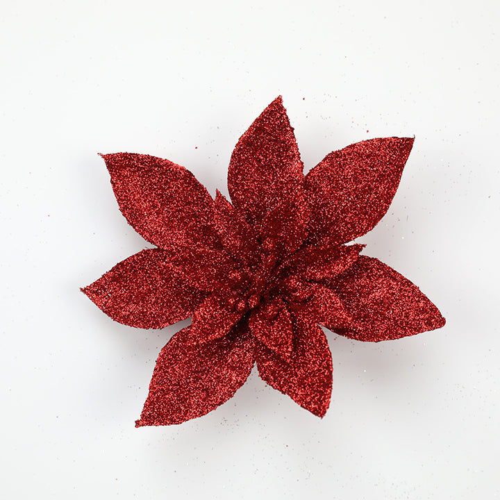 Glittering Poinsettia Flower Ornaments Kalsten