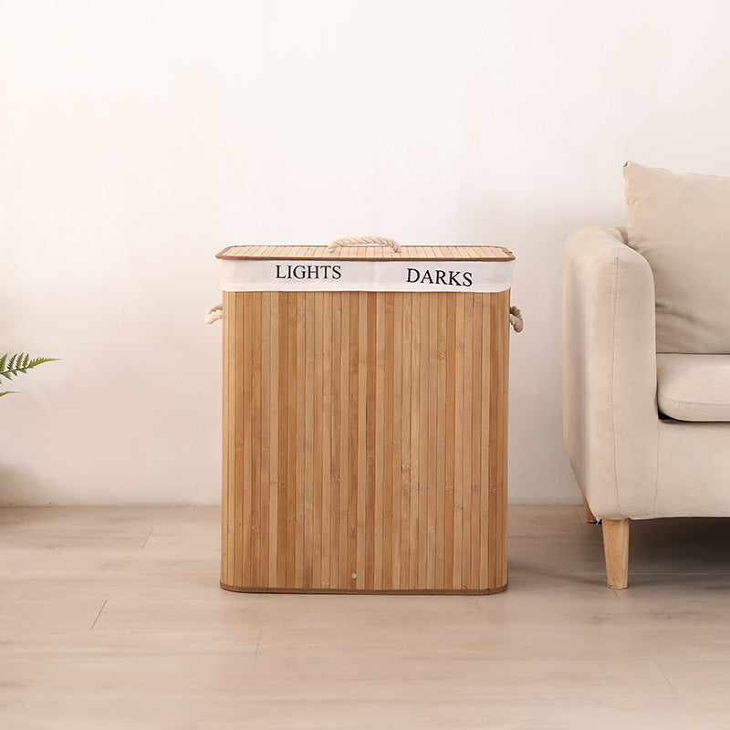 High-quality bamboo laundry container with lid Kalsten