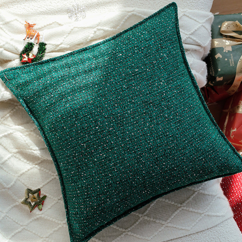 Square cushion cover with metallic houndstooth bouclé and concealed zipper Kalsten
