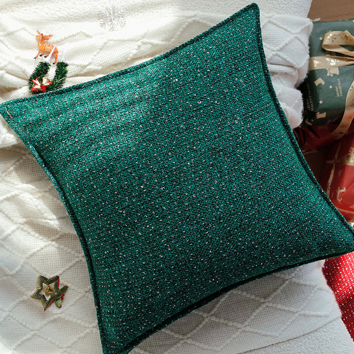 Square cushion cover with metallic houndstooth bouclé and concealed zipper Kalsten