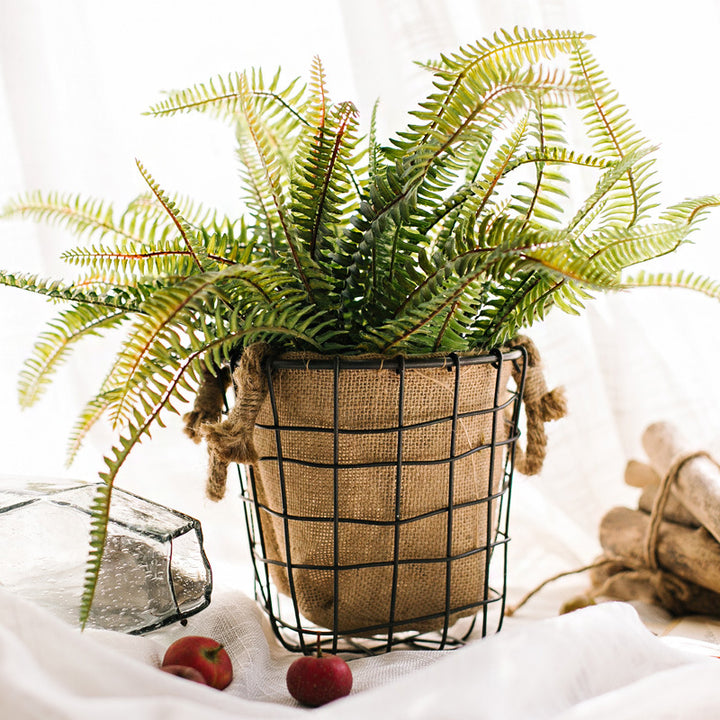 Decorative storage basket made of wire and linen Kalsten