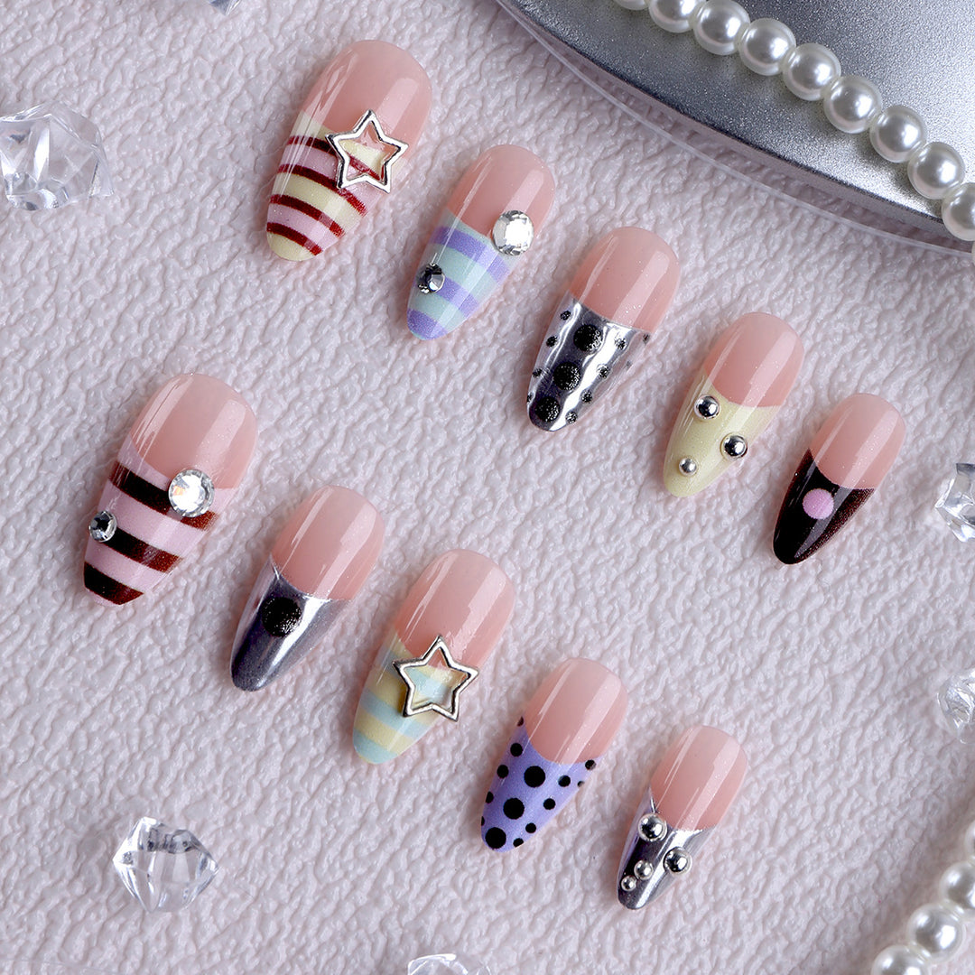 Artificial nails with creative design and sparkling accents Kalsten