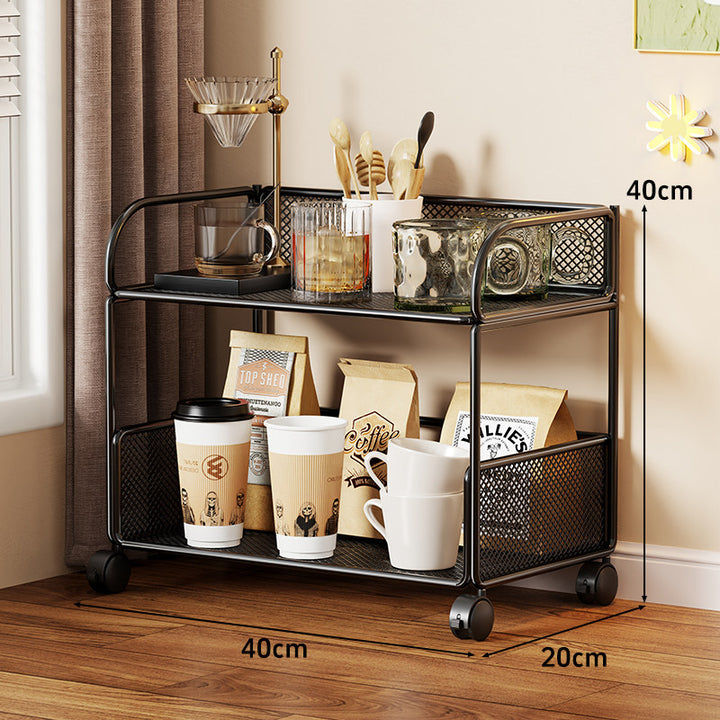 Tiered Metal Mesh Countertop Organizer Shelf with Raised Mesh Sides