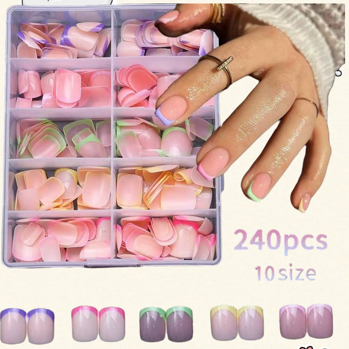 Artificial Nail Set with Colorful Accented Tips Kalsten