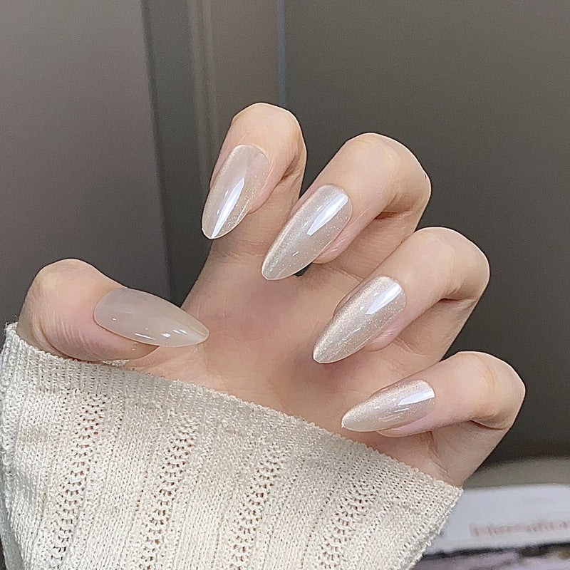 Glamorous Press-On Nail Set with Rhinestone and Glossy Finish Kalsten