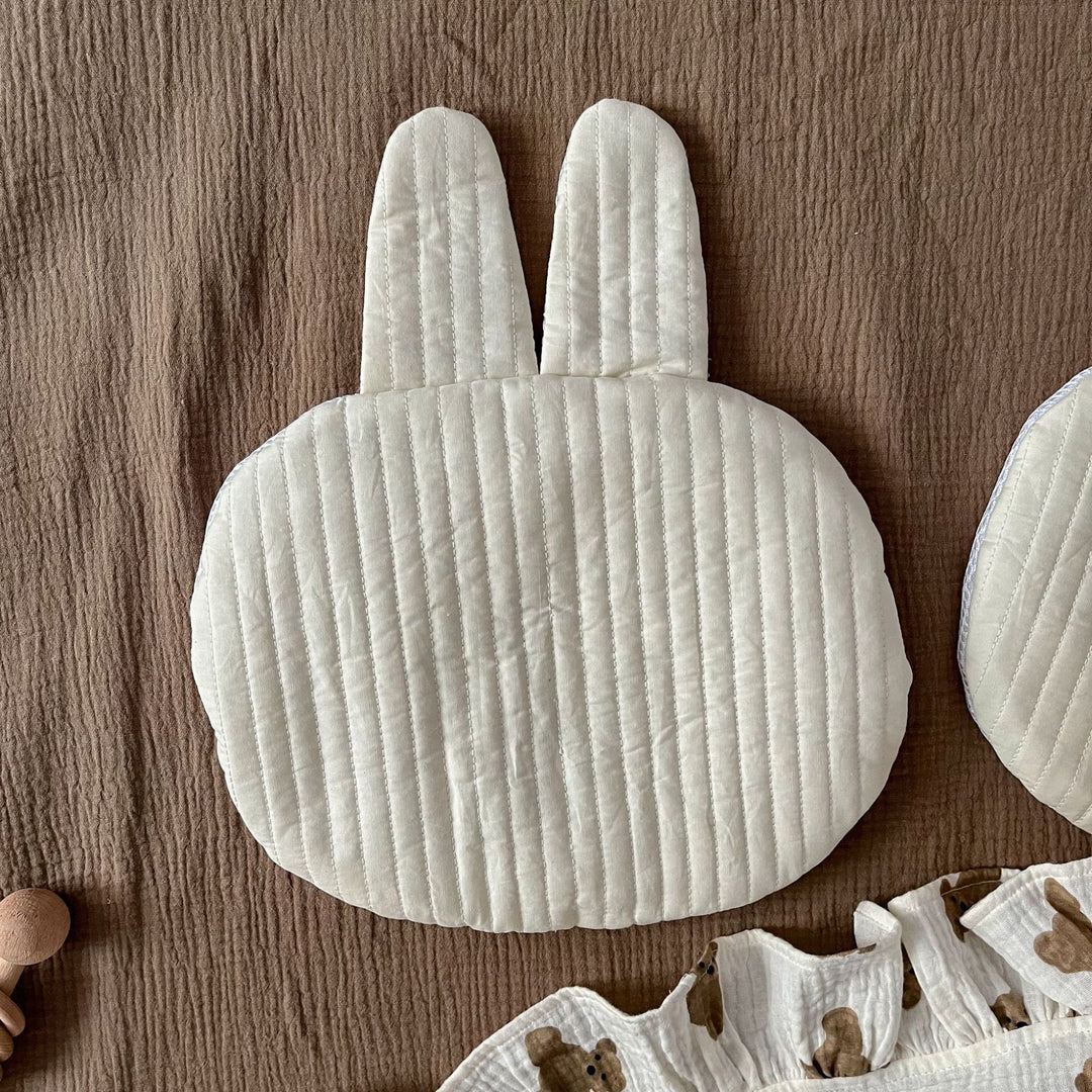 Quilted Bear-Ear Nursery Floor Cushion Pillow