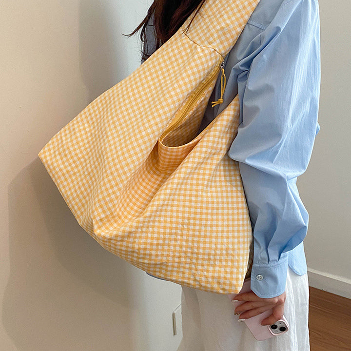 WoGingham Print Slouchy Shoulder Bag Kalsten