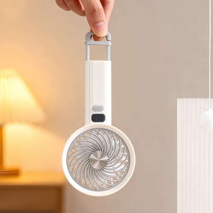 Ladies Portable Hand Fan with LCD Temperature Display and Rechargeable Battery Kalsten